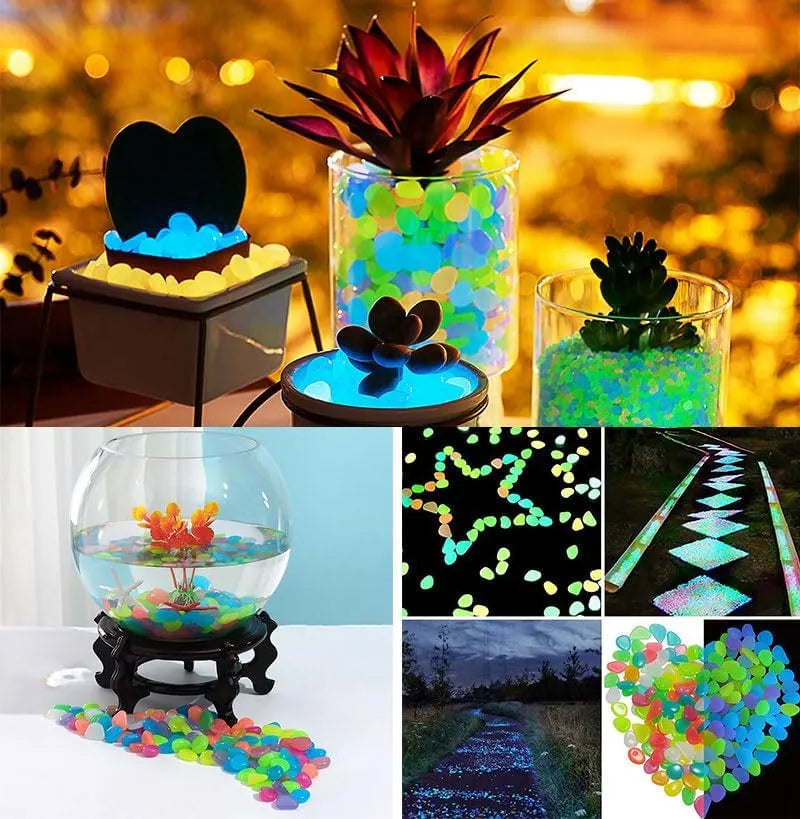 GLOWING STONE - Magic Garden Glow Pebbles (Pack of 100 Pcs)