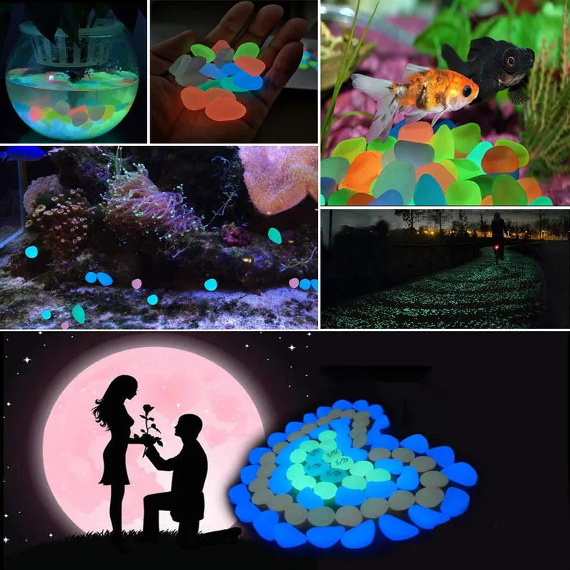 GLOWING STONE - Magic Garden Glow Pebbles (Pack of 100 Pcs)